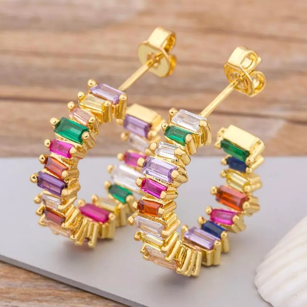 Colorful Hoop Earrings, NWT